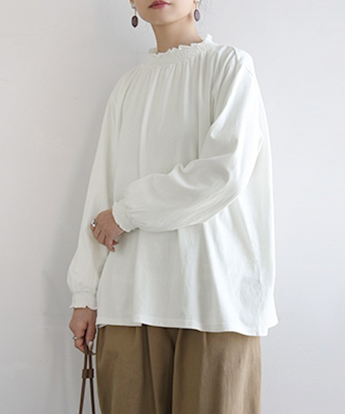 and it_（アンドイット）の「エミュラル emural コットンシャーリングカットソー（Tシャツ/カットソー・レディース・ブラック/ホワイト・M-L）」の3枚目の写真
