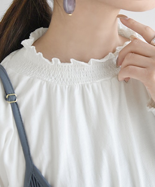 and it_（アンドイット）の「エミュラル emural コットンシャーリングカットソー（Tシャツ/カットソー・レディース・ブラック/ホワイト・M-L）」の18枚目の写真
