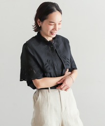 インドネシア刺繍　5分袖ブラウス