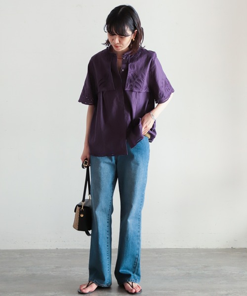 NOMBRE IMPAIR（ノンブルアンペール）の「インドネシア刺繍　5分袖ブラウス（シャツ/ブラウス・レディース・ホワイト/ブラック/パープル・FREE）」の10枚目の写真