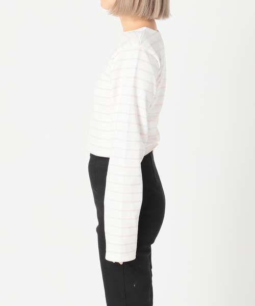 シャルルシャトン　ボーダーカットソー　サックスブルー セール】クロップボーダーカットソー（Tシャツ/カットソー）｜Charles