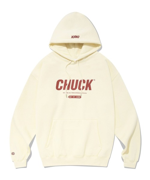 CHUCK（チャック）の「【UNISEX】CHUCK／SIGNATURE LOGO フーディー  2274328（パーカー・レディース・ライトグレー/クリーム・SMALL/MEDIUM/LARGE）」の3枚目の写真