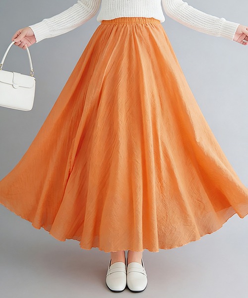 極美品　レオナール　プリーツ　スカート　ロング　ロゴ　ブルー×オレンジ　36 スカート（オレンジ/橙色系・レース）ファッション通販 - ZOZOTOWN
