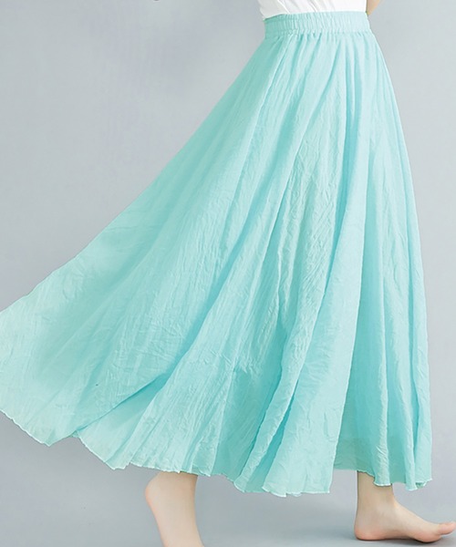 Doux Belle（ドゥーベル）の「ドレープを楽しむフレアロングスカート（スカート・レディース・ホワイト/ライトグレー/ライトブルー/ブラック/パープル/ネイビー/ブラウン/サックスブルー/グリーン/アクア/イエロー/グレイッシュブルー/ブルー/ラベンダー/ライトグリーン/セージグリーン/サーモンピンク/ライトピンク/オートミール/ベージュ/Brick/ダークグレー/イエローゴールド/オレンジ/レッドパープル/ダークブルー/プラム/ダークブラウン/レッド/ワインレッド/ダークパープル/グレイッシュベージュ/カーキ/ブルーグリーン/スモークピンク/ダークグリーン/ローズ/マジェンタ・MEDIUM/LARGE）」の22枚目の写真