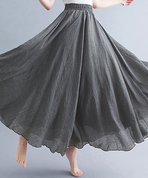 Doux Belle（ドゥーベル）の「ドレープを楽しむフレアロングスカート（スカート・レディース・ホワイト/ライトグレー/ライトブルー/ブラック/パープル/ネイビー/ブラウン/サックスブルー/グリーン/アクア/イエロー/グレイッシュブルー/ブルー/ラベンダー/ライトグリーン/セージグリーン/サーモンピンク/ライトピンク/オートミール/ベージュ/Brick/ダークグレー/イエローゴールド/オレンジ/レッドパープル/ダークブルー/プラム/ダークブラウン/レッド/ワインレッド/ダークパープル/グレイッシュベージュ/カーキ/ブルーグリーン/スモークピンク/ダークグリーン/ローズ/マジェンタ・MEDIUM/LARGE）」の4枚目の写真