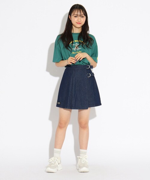 PINK-latte（ピンクラテ）の「◆【ニコラ掲載商品】共地ダブルバックルスカート（スカート・キッズ・ライトグリーン系1/ブルー系3/グレー系1/ベージュ系その他4・15 /14/16）」の16枚目の写真