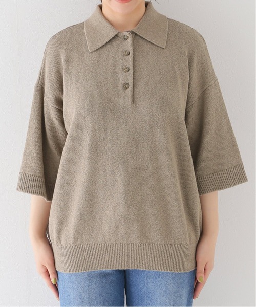 JOURNAL STANDARD relume(ジャーナルスタンダード レリューム)の「コットンスラブ天竺ポロシャツ(ポロシャツ・レディース・ホワイト/ブラウン系その他・FREE)」の8枚目の写真