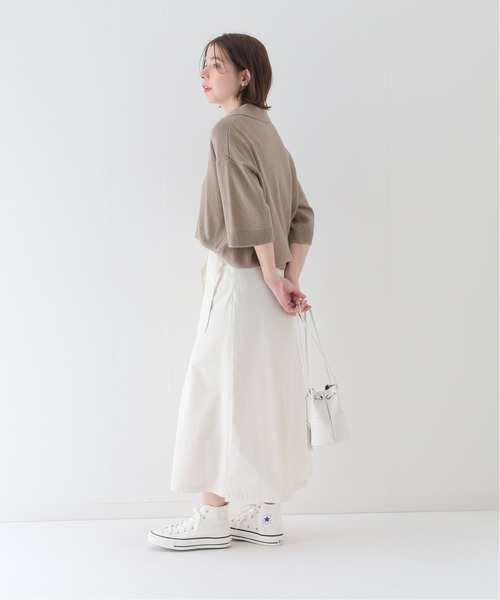 JOURNAL STANDARD relume(ジャーナルスタンダード レリューム)の「コットンスラブ天竺ポロシャツ(ポロシャツ・レディース・ホワイト/ブラウン系その他・FREE)」の6枚目の写真