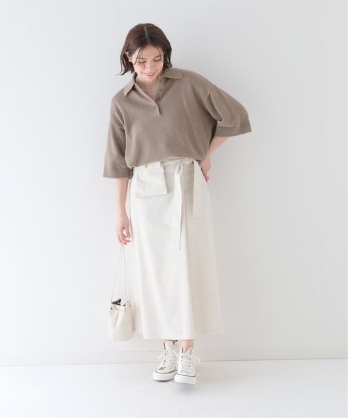 JOURNAL STANDARD relume(ジャーナルスタンダード レリューム)の「コットンスラブ天竺ポロシャツ(ポロシャツ・レディース・ホワイト/ブラウン系その他・FREE)」の14枚目の写真