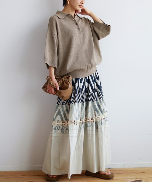 JOURNAL STANDARD relume(ジャーナルスタンダード レリューム)の「コットンスラブ天竺ポロシャツ(ポロシャツ・レディース・ホワイト/ブラウン系その他・FREE)」の21枚目の写真