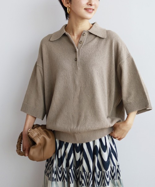 JOURNAL STANDARD relume(ジャーナルスタンダード レリューム)の「コットンスラブ天竺ポロシャツ(ポロシャツ・レディース・ホワイト/ブラウン系その他・FREE)」の22枚目の写真