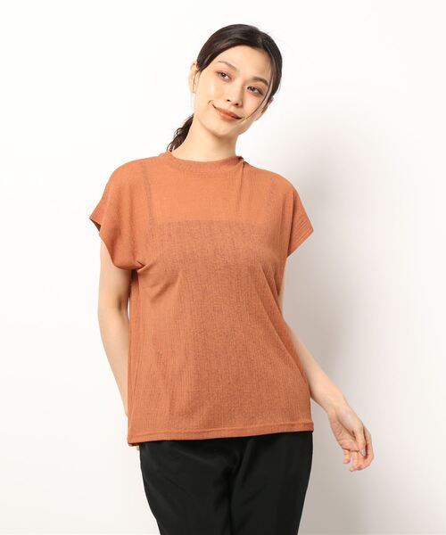 STYLEBLOCK(スタイルブロック)の「シアースラブリブノースリーブトップス(Tシャツ/カットソー・レディース・ホワイト/イエロー/ブラック/オレンジ・M)」の1枚目の写真