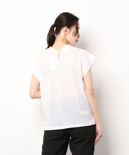 STYLEBLOCK(スタイルブロック)の「シアースラブリブノースリーブトップス(Tシャツ/カットソー・レディース・ホワイト/イエロー/ブラック/オレンジ・M)」の6枚目の写真