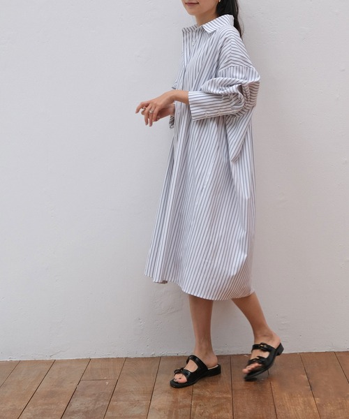AKTE（アクテ）の「オーバーサイズシャツワンピース（シャツワンピース・レディース・ストライプ/ホワイト・FREE）」の20枚目の写真