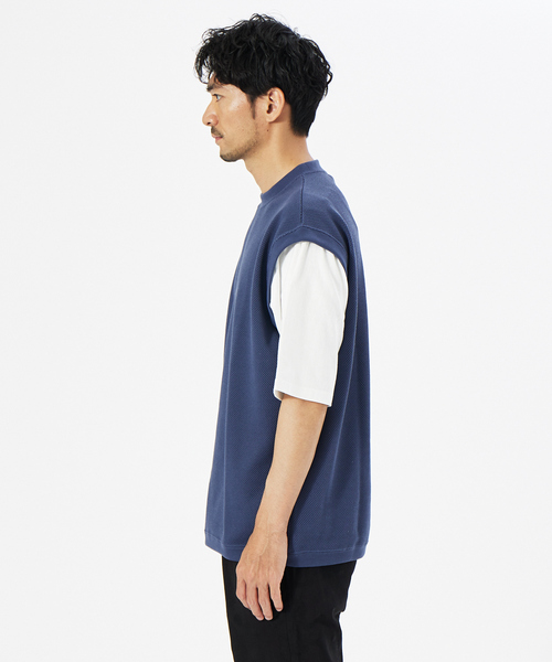 MYSELF ABAHOUSE（マイセルフアバハウス）の「鹿の子 ルーズ レイヤード ベスト（ベスト・メンズ・サックスブルー/アイボリー/ピンクベージュ/グレイッシュブルー・46/48）」の16枚目の写真