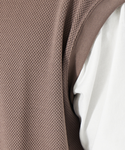 MYSELF ABAHOUSE（マイセルフアバハウス）の「鹿の子 ルーズ レイヤード ベスト（ベスト・メンズ・サックスブルー/アイボリー/ピンクベージュ/グレイッシュブルー・46/48）」の8枚目の写真