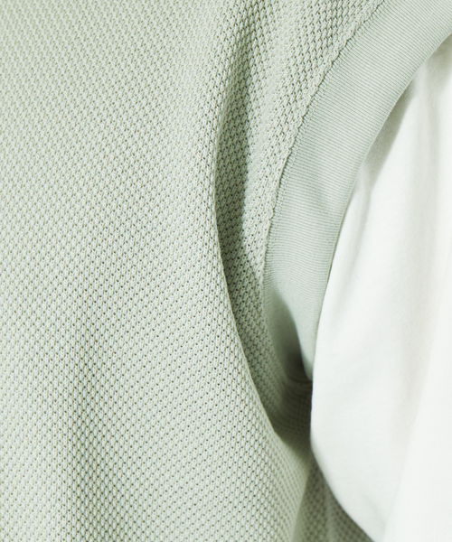 MYSELF ABAHOUSE（マイセルフアバハウス）の「鹿の子 ルーズ レイヤード ベスト（ベスト・メンズ・サックスブルー/アイボリー/ピンクベージュ/グレイッシュブルー・46/48）」の6枚目の写真