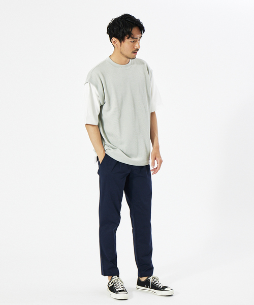 MYSELF ABAHOUSE（マイセルフアバハウス）の「鹿の子 ルーズ レイヤード ベスト（ベスト・メンズ・サックスブルー/アイボリー/ピンクベージュ/グレイッシュブルー・46/48）」の5枚目の写真