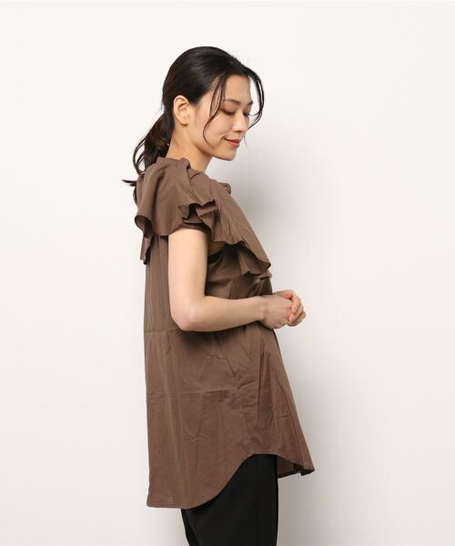 KOBE LETTUCE（コウベレタス）の「ビックカラーノースリーブブラウス[C6266]（シャツ/ブラウス・レディース・オレンジ/ブラウン/ブラック/グリーン/オフホワイト・FREE）」の6枚目の写真