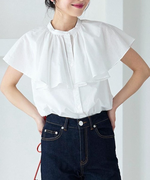 KOBE LETTUCE（コウベレタス）の「ビックカラーノースリーブブラウス[C6266]（シャツ/ブラウス・レディース・オレンジ/ブラウン/ブラック/グリーン/オフホワイト・FREE）」の2枚目の写真