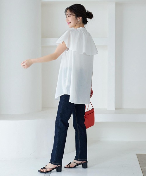 KOBE LETTUCE（コウベレタス）の「ビックカラーノースリーブブラウス[C6266]（シャツ/ブラウス・レディース・オレンジ/ブラウン/ブラック/グリーン/オフホワイト・FREE）」の16枚目の写真