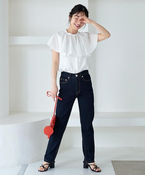 KOBE LETTUCE（コウベレタス）の「ビックカラーノースリーブブラウス[C6266]（シャツ/ブラウス・レディース・オレンジ/ブラウン/ブラック/グリーン/オフホワイト・FREE）」の13枚目の写真