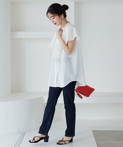 KOBE LETTUCE（コウベレタス）の「ビックカラーノースリーブブラウス[C6266]（シャツ/ブラウス・レディース・オレンジ/ブラウン/ブラック/グリーン/オフホワイト・FREE）」の12枚目の写真