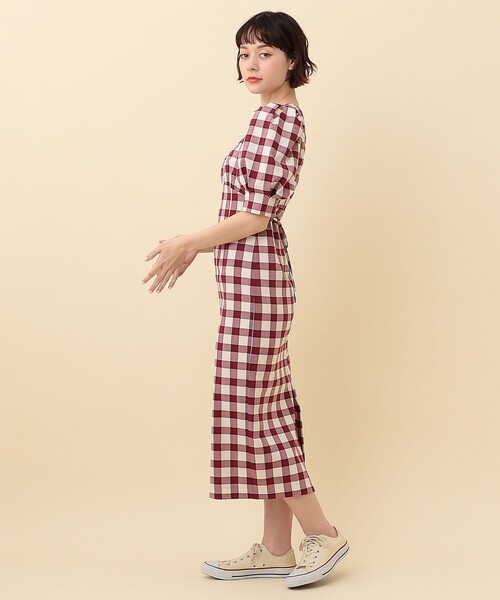 DEICY（デイシー）の「パフスリーブチェックタイトワンピース