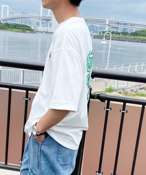 PairPair(ペアペア)の「ロールアップ発泡プリントTEE(ユニセックス)(Tシャツ/カットソー・メンズ・チャコールグレー/オフホワイト/グレイッシュブルー・MEDIUM/LARGE)」の6枚目の写真