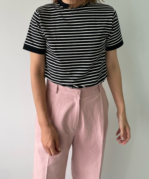 LE MORE(リモア)の「ちびボーダーリンガーTEE(Tシャツ/カットソー・レディース・ブラック/ブルー/アイボリー・FREE)」の14枚目の写真