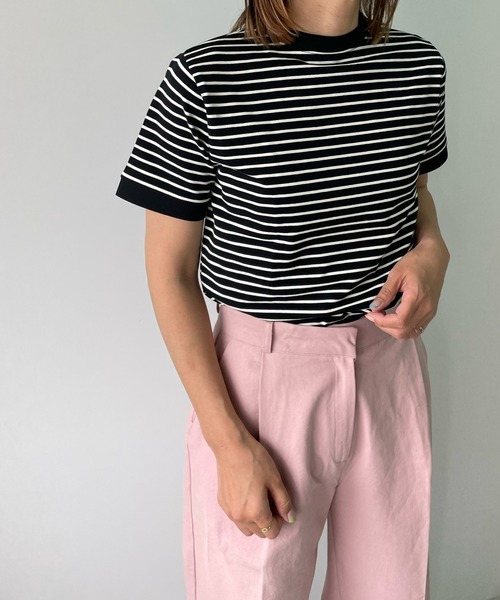 LE MORE(リモア)の「ちびボーダーリンガーTEE(Tシャツ/カットソー・レディース・ブラック/ブルー/アイボリー・FREE)」の10枚目の写真