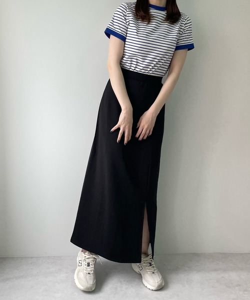 LE MORE(リモア)の「ちびボーダーリンガーTEE(Tシャツ/カットソー・レディース・ブラック/ブルー/アイボリー・FREE)」の5枚目の写真