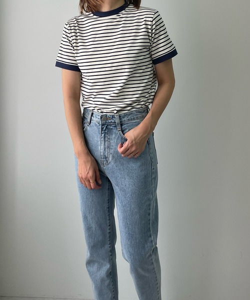 LE MORE(リモア)の「ちびボーダーリンガーTEE(Tシャツ/カットソー・レディース・ブラック/ブルー/アイボリー・FREE)」の22枚目の写真