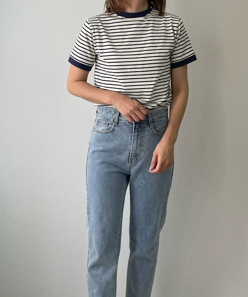 LE MORE(リモア)の「ちびボーダーリンガーTEE(Tシャツ/カットソー・レディース・ブラック/ブルー/アイボリー・FREE)」の16枚目の写真