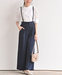 共サス付きレースアップワイドパンツ