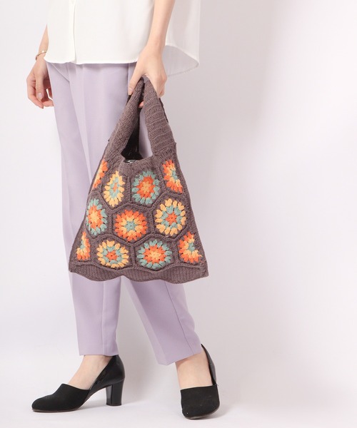 セール】THREEV レトロクロシェモチーフサブバッグ（トートバッグ