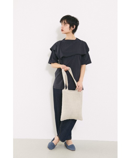 BLACK BY MOUSSY（ブラックバイマウジー）の「mesh knit mini bag（メッシュニットミニバック）（トートバッグ・レディース・ブラック/ベージュ・FREE）」の14枚目の写真