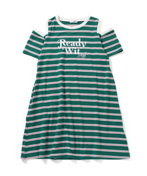 algy(アルジー)の「肩あき配色Tワンピ(ワンピース・キッズ・ブラック/グリーン/ラベンダー・SMALL/MEDIUM/X-SMALL/XX-SMALL)」の2枚目の写真