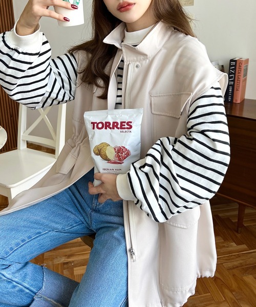 moment+(モーメントプラス)の「【累計販売枚数1万枚突破!】スタンドカラーミリタリーベスト(ベスト・レディース・ブラック/カーキ/アイボリー・M)」の18枚目の写真