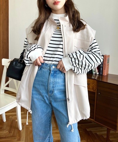 moment+(モーメントプラス)の「【累計販売枚数1万枚突破!】スタンドカラーミリタリーベスト(ベスト・レディース・ブラック/カーキ/アイボリー・M)」の17枚目の写真