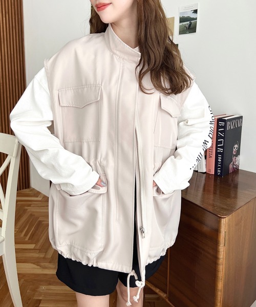 moment+(モーメントプラス)の「【累計販売枚数1万枚突破!】スタンドカラーミリタリーベスト(ベスト・レディース・ブラック/カーキ/アイボリー・M)」の20枚目の写真