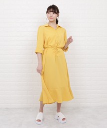 Lace Ladies | オープンカラーミモレ丈フレアワンピース(ワンピース)