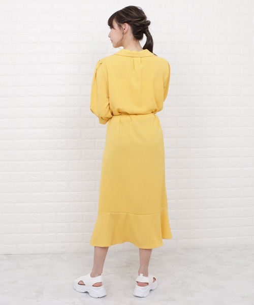 Lace Ladies（レースレディース）の「オープンカラーミモレ丈フレアワンピース（ワンピース・レディース・ブラック/イエロー/ブルー/ラベンダー・S/M/L/XL）」の21枚目の写真