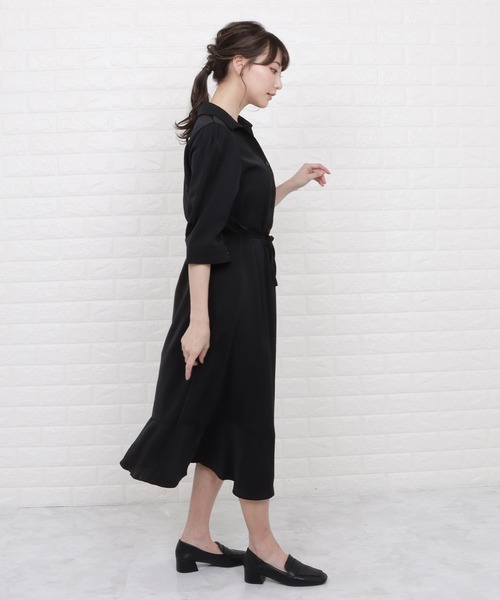 Lace Ladies（レースレディース）の「オープンカラーミモレ丈フレアワンピース（ワンピース・レディース・ブラック/イエロー/ブルー/ラベンダー・S/M/L/XL）」の20枚目の写真