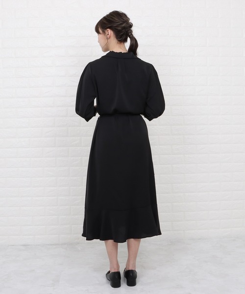 Lace Ladies（レースレディース）の「オープンカラーミモレ丈フレアワンピース（ワンピース・レディース・ブラック/イエロー/ブルー/ラベンダー・S/M/L/XL）」の17枚目の写真