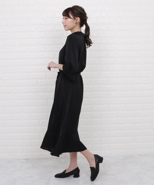 Lace Ladies（レースレディース）の「オープンカラーミモレ丈フレアワンピース（ワンピース・レディース・ブラック/イエロー/ブルー/ラベンダー・S/M/L/XL）」の14枚目の写真