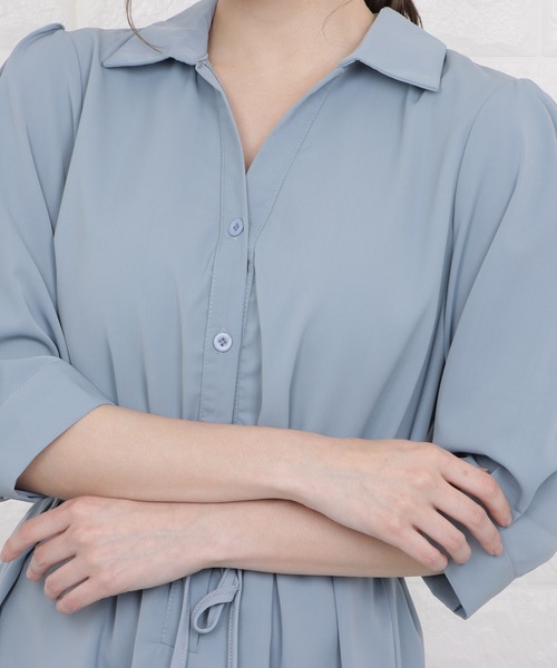 Lace Ladies（レースレディース）の「オープンカラーミモレ丈フレアワンピース（ワンピース・レディース・ブラック/イエロー/ブルー/ラベンダー・S/M/L/XL）」の22枚目の写真