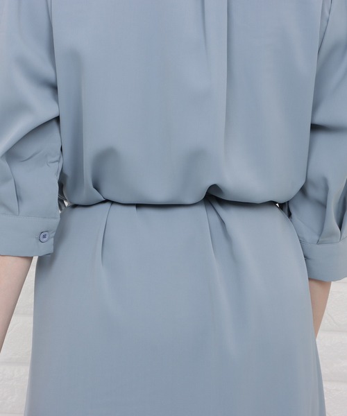 Lace Ladies（レースレディース）の「オープンカラーミモレ丈フレアワンピース（ワンピース・レディース・ブラック/イエロー/ブルー/ラベンダー・S/M/L/XL）」の7枚目の写真