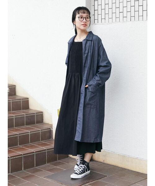 CRAFT STANDARD BOUTIQUE（クラフトスタンダードブティック）の「ショップコート　＊◆（ステンカラーコート・レディース・ブラック/グレー/ダークインディゴブルー・M/L）」の10枚目の写真