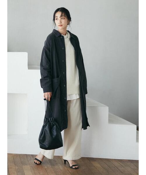 CRAFT STANDARD BOUTIQUE（クラフトスタンダードブティック）の「ショップコート　＊◆（ステンカラーコート・レディース・ブラック/グレー/ダークインディゴブルー・M/L）」の11枚目の写真